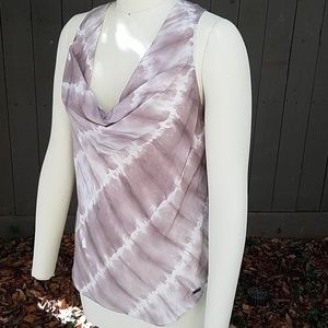 GUESS SHEER TYE DYED SILK DRAPED NECK TANK  Size Small